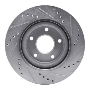 Nissan Altima Brake Rotor (1) - Front Left - R1 Concepts - Drilled & Slotted - Silver - `07-`13